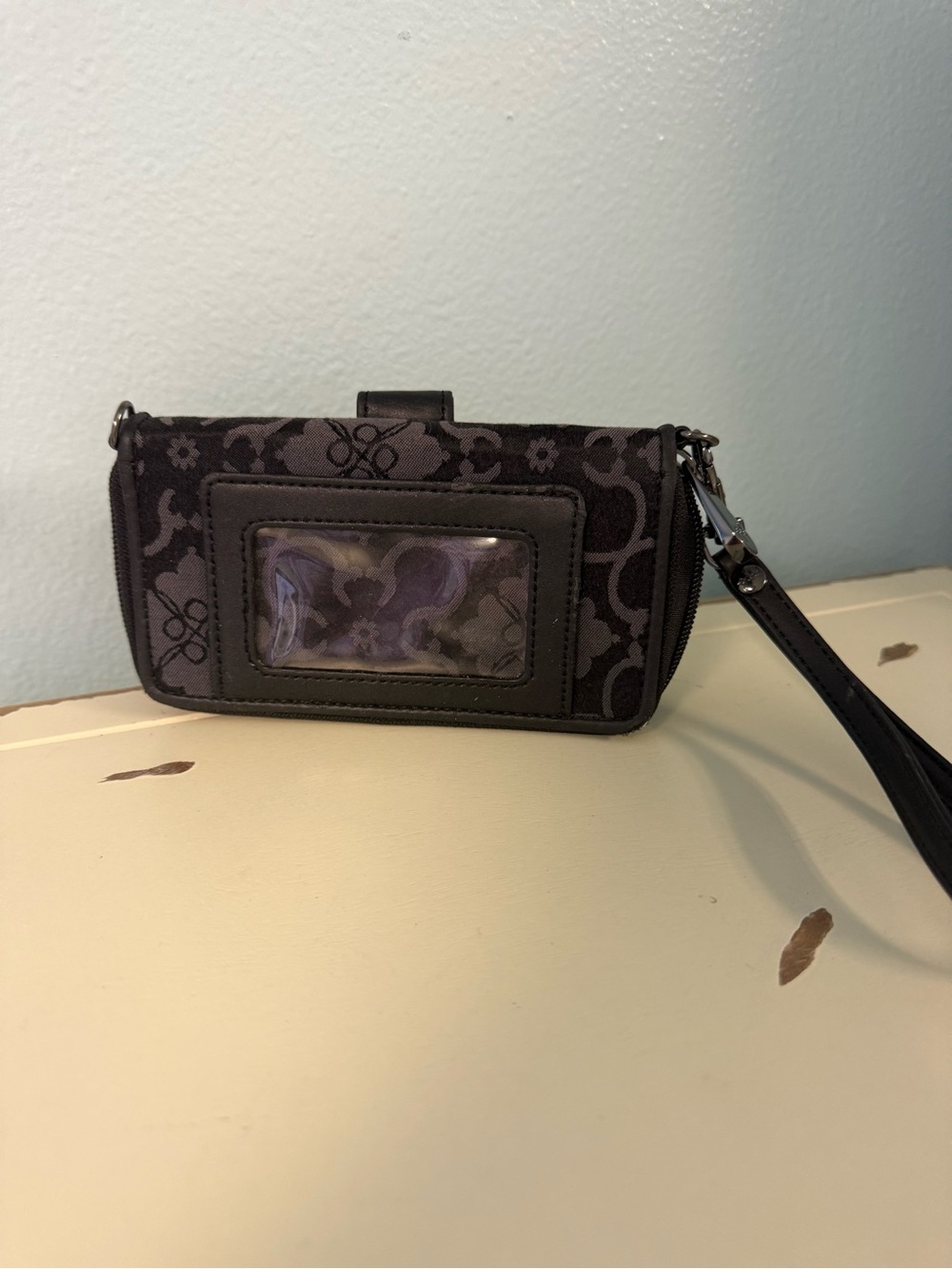 Petunia Pickle Bottom Floral Phone Wallet Wristlet Black Gray PPB